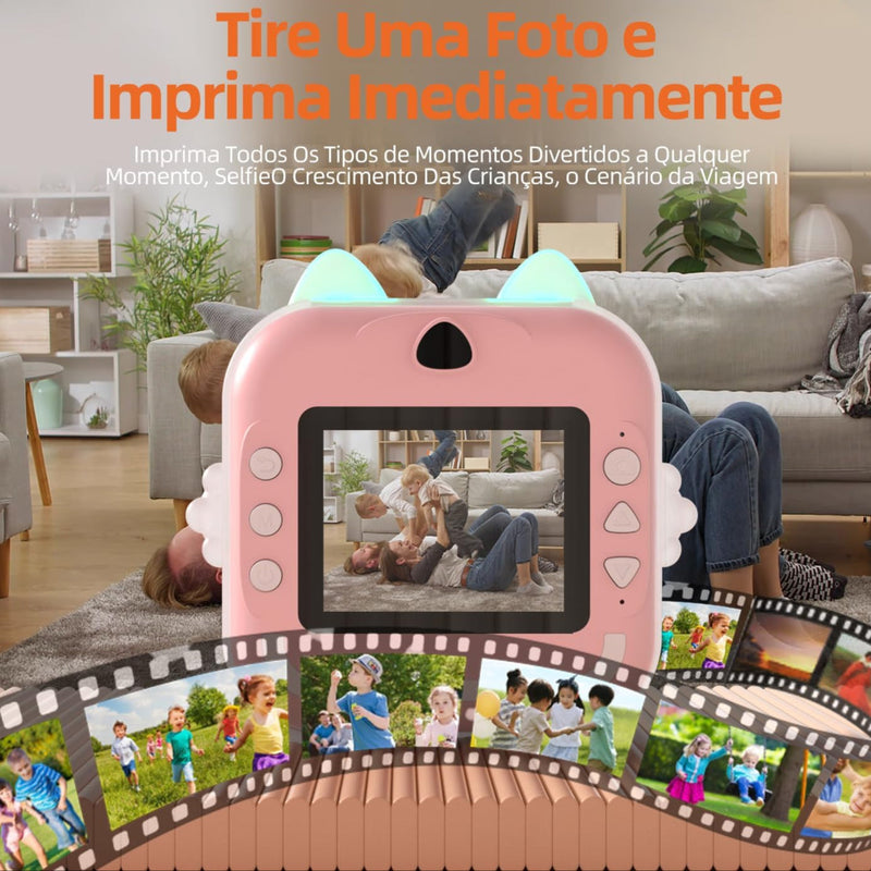 Câmera Digital Infantil com Impressão Instantânea – 20MP