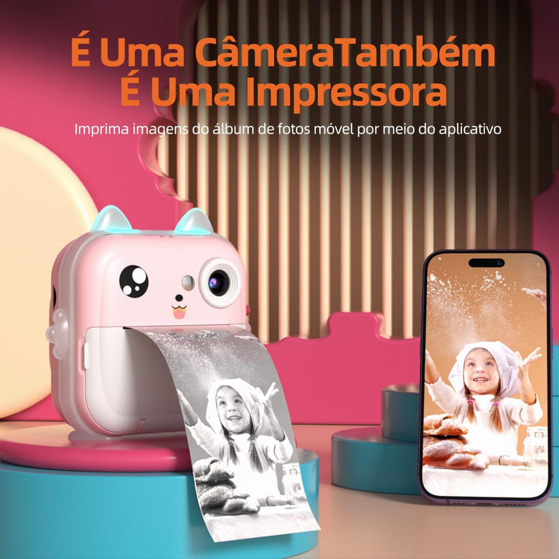 Câmera Digital Infantil com Impressão Instantânea – 20MP