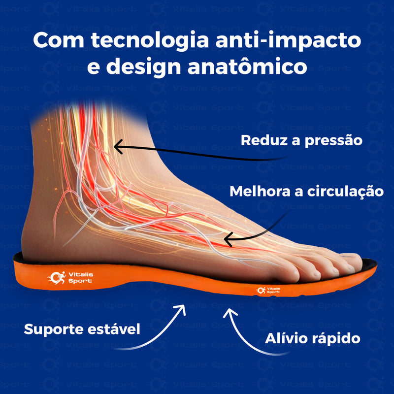 KIT 2 Pares de Palmilha Ortopédica de Gel P.U - Vitalis Sport™